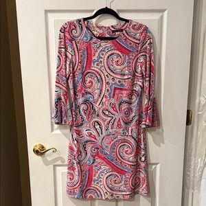 Tommy Hilfiger 3/4 Sleeve Paisley Dress - Pink and Blue